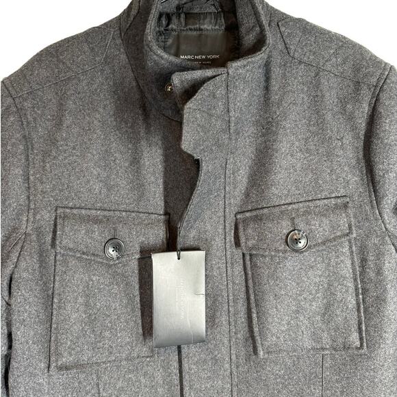 NWT Andrew Marc Dunbar Military Melton Wool Coat Charcoal Gray Small - Picture 6 of 15